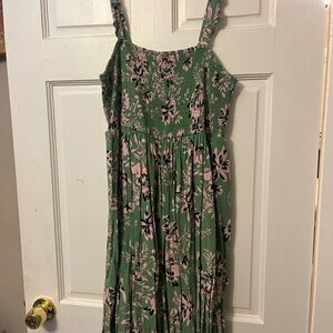 Torrid Green and Pink Floral Dress
